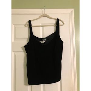 Black Faux Velvet Tank Top